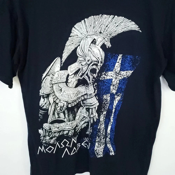 Spartan Warrior Men's Tshirt Medium Molon Lave Come and Get it in Black Leonidas - Picture 5 of 11